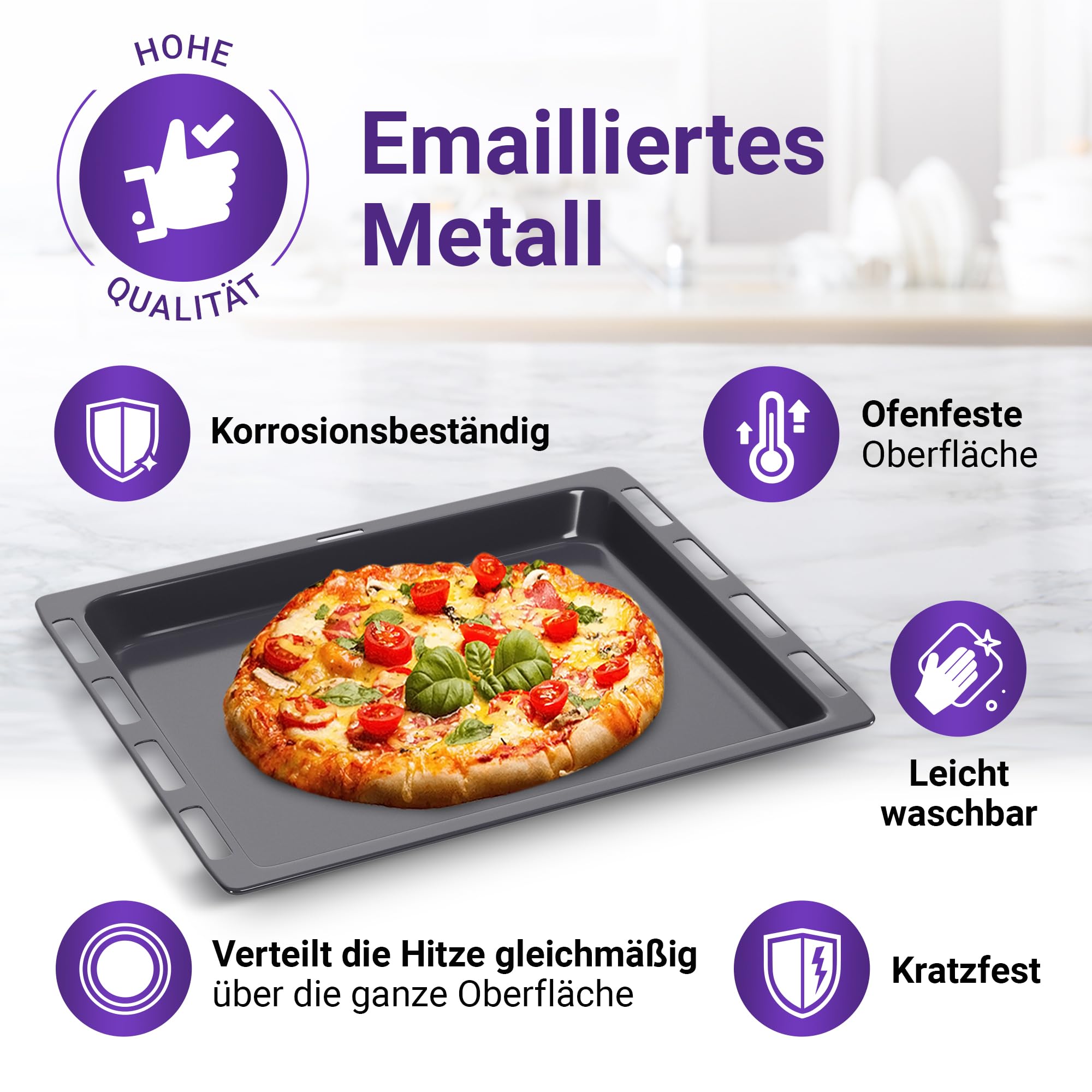Tiefes Backblech 465x375 x39 mm Ersatz für Siеmens Bosch 00574912 | Fettpfanne Emailliert, Blech Ausziehbar, für Backofen