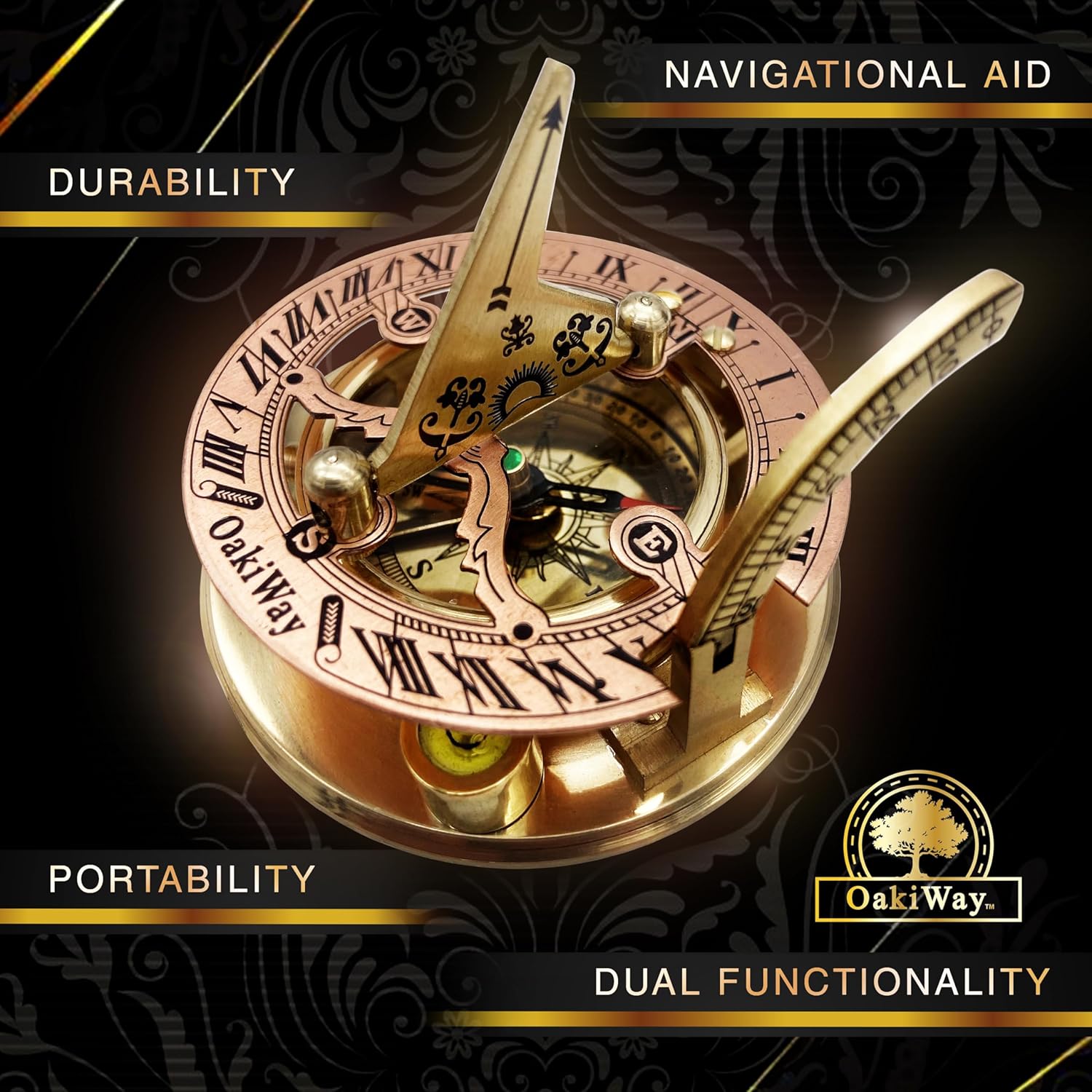 God's Path Compass & Brass Sundial Compass Bundle - Inspirational Gift Set for Men, Nautical Decor, Functional Outdoor Navigation Tools, Perfect for Graduation, Anniversary, and Religious Gifts