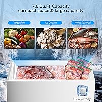 Vista 4 de Kismile 7.0 Cubic Feet Chest Freezer with 3 Removable Basket, Free Standing Top Open Door Compact Deep Freezer with Adjustable Temperature for Black
