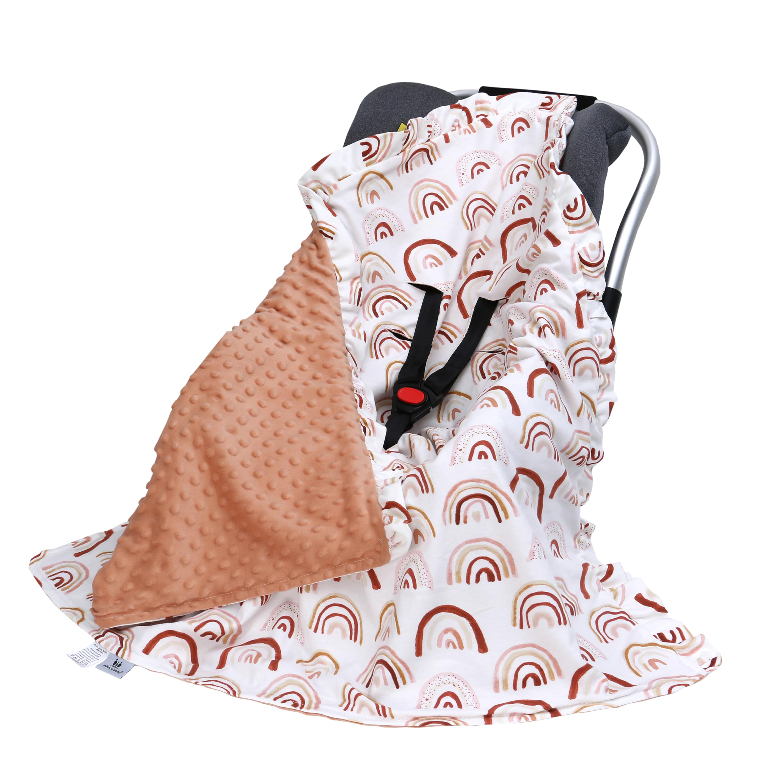 Miracle Baby Coperta Avvolgente in Cotone 90x90cm, Copertina Multifunzionale Universale per Neonati, Passeggino, Ovetto e Seggiolino Auto, Reversibile per Quattro Stagioni, Arcobaleno
