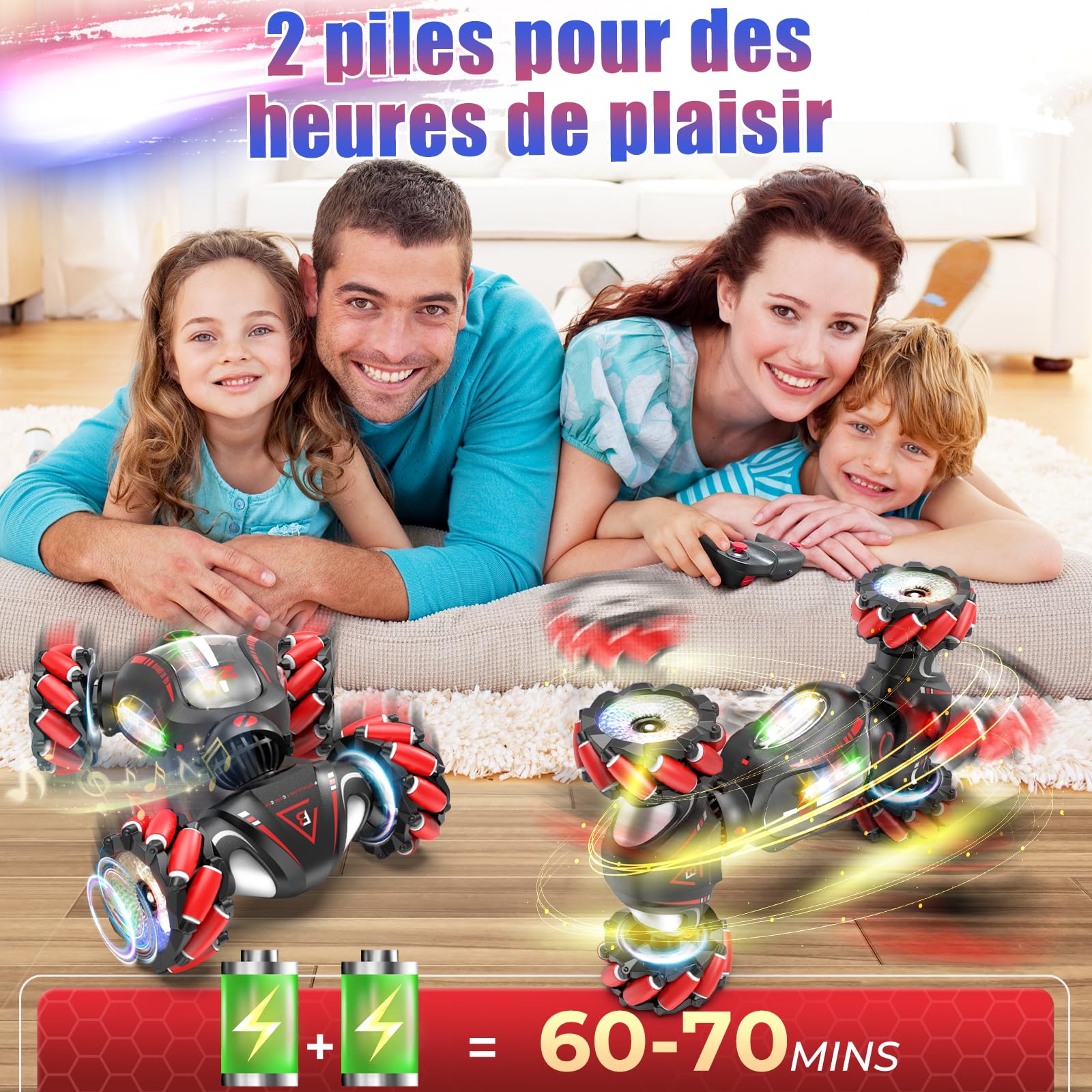 Fosgoit Voiture Télécommandée Jouet Garçon 6 7 8 9 10 11 12 Ans, Voiture Télécommandée Main de Course Cadeau à partir de 6 12 Ans Jouet Garçon Fille Enfant, RC avec Spray Lumière LED