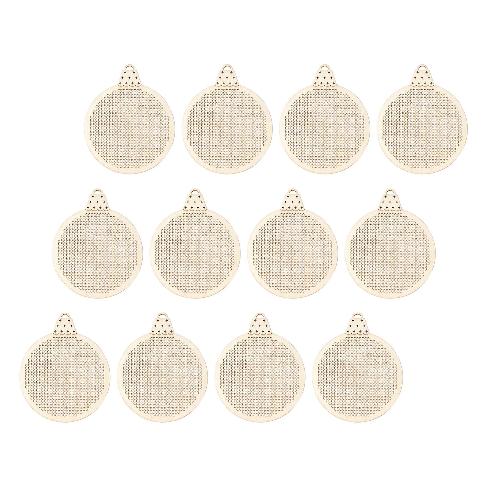 STOBAZA 12pezzi Legno Tondo per Punto Croce Fette di Legno per Ricamo Natalizio Trucioli per Punto Croce Fai da Te Materiali per Lavoretti Artigianali Ornamento da Appendere