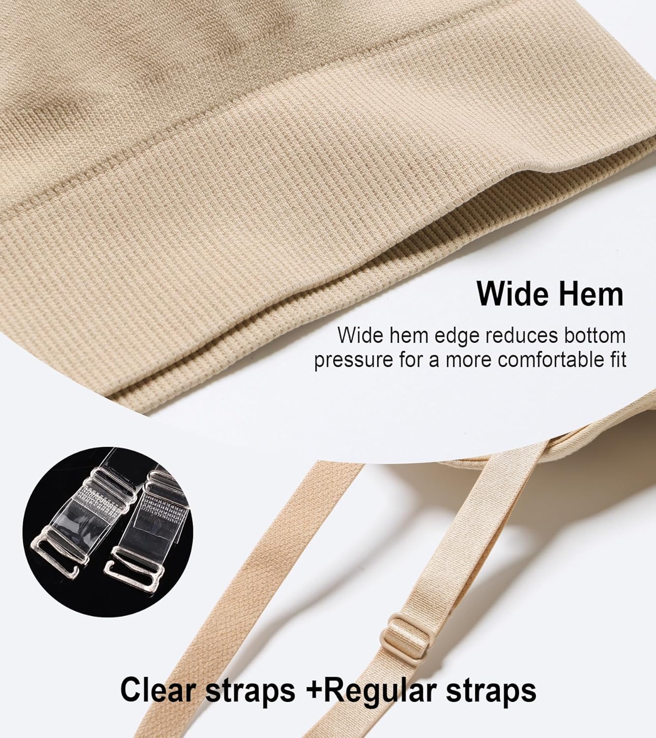 Lemorosy Women's Wireless Bandeau Bra Multiway Convertible Bralette Seamless Non-Slip Comfortable Strapless Tube Top Bra - Image 3