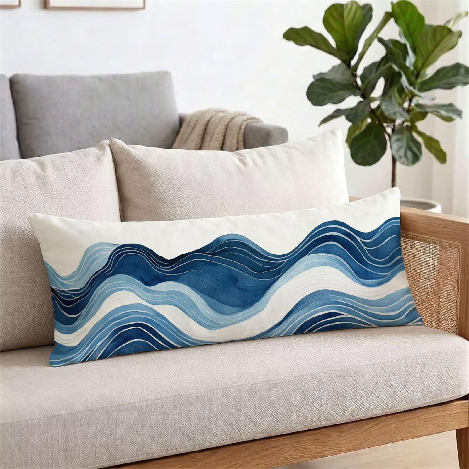 Federe Cuscino Lungo per Dormire Sul Fianco Astratto 60 x 180 cm con Chiusura Lampo Nascosta Velluto Cuscino Lombare Letto Turchese, Morbida Pillow Gravidanza per Dormire, Donna Regali Utili dg-318