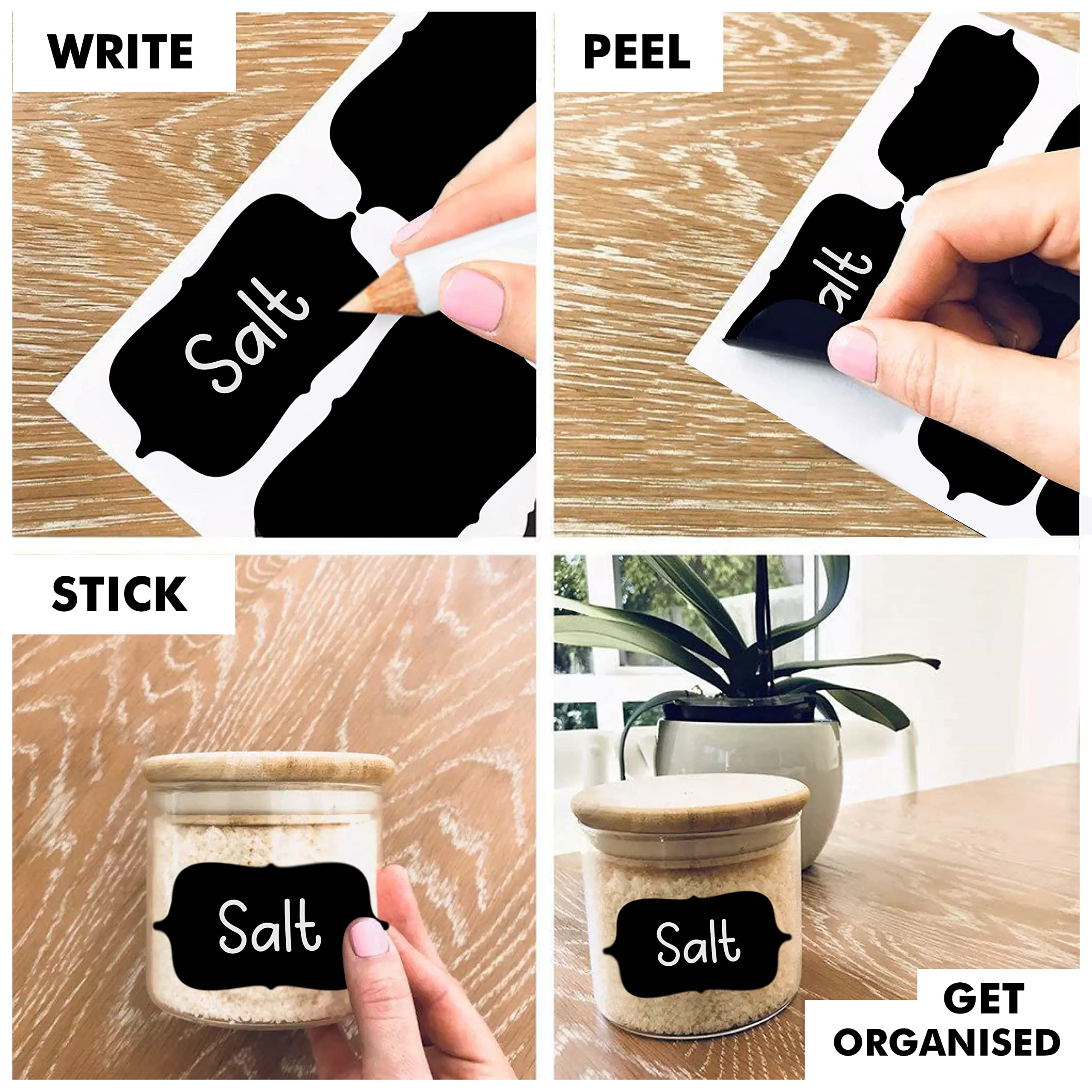 CLICKEDIN 84 Pc Black Vinyl Stickers for Mason Jars Glass Bottles, Decals Craft, Kitchen Waterproof Jar Labels Stickers with Pencil (12 Same Shapes 2.5 Inch x 1.25 Inch) (B0C9LZRWCN) Amazon Price History, Amazon Price Tracker