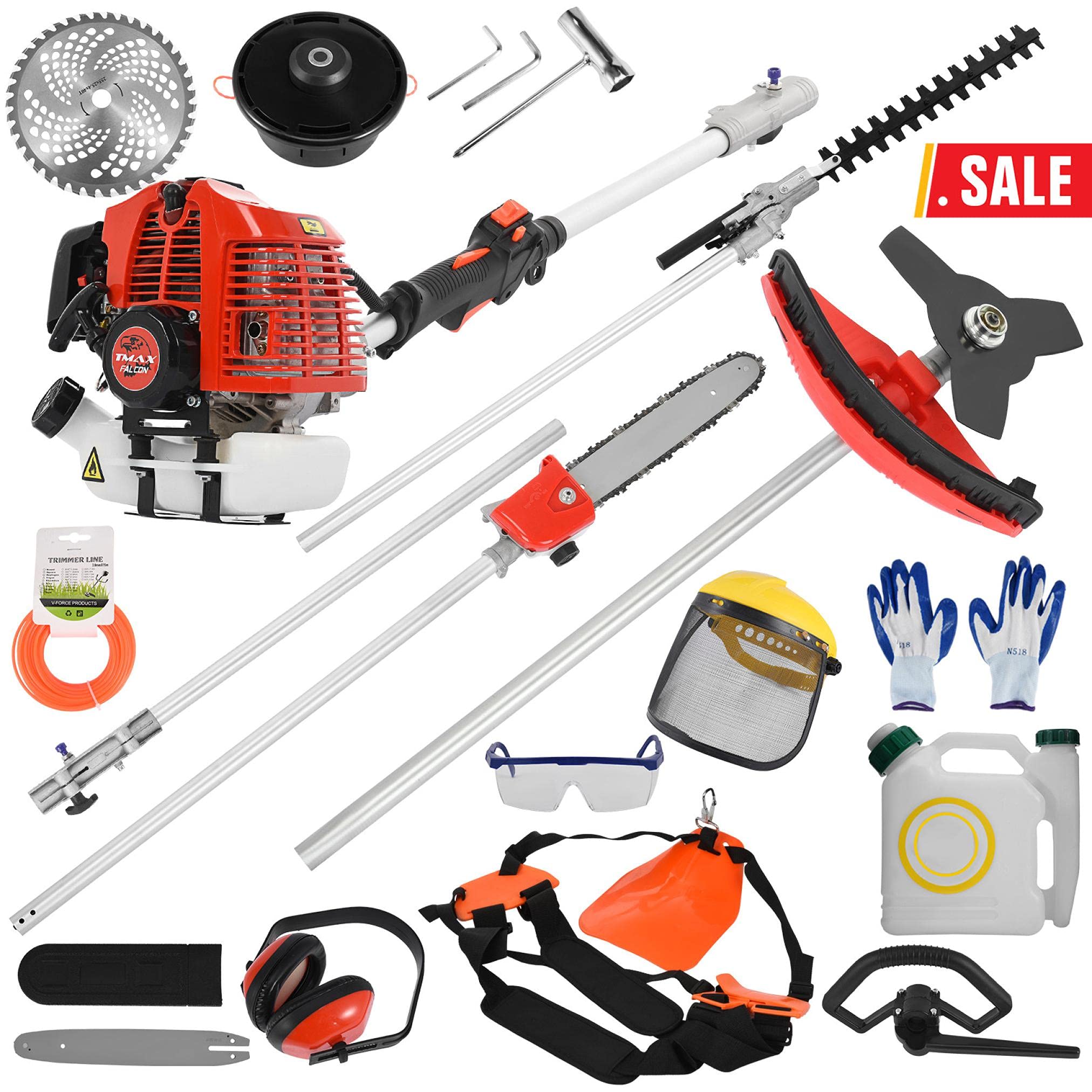 Buy 5 in 1 52cc Petrol Hedge Trimmer Chainsaw Brush Cutter Pole Saw