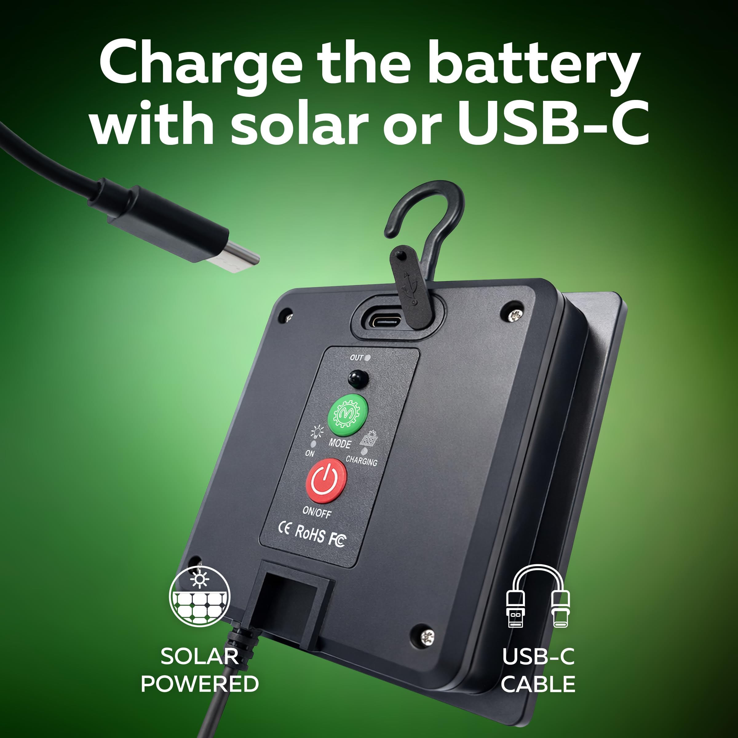 CALEX Vista Tira LED Solar, 3m, RGB y Blanco Cálido, USB-C, pack de 8 | Se recarga con energía solar o mediante USB-C, con un diseño impermeable para vallas y terrazas