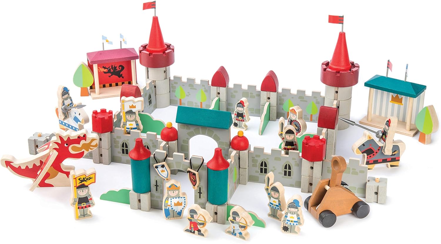 Premium Royal Castle 100 Pc Set Wooden Castle Building Blocks