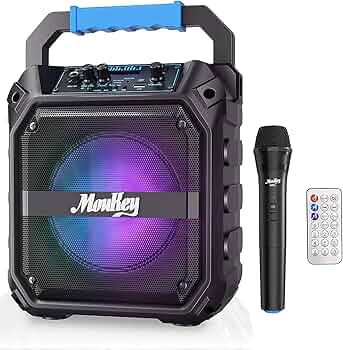 Monkey ポータブルスピーカー LEDライト付き Amazon.co.jp: Moukey ポータブル スピーカー Bluetooth ワイヤレス