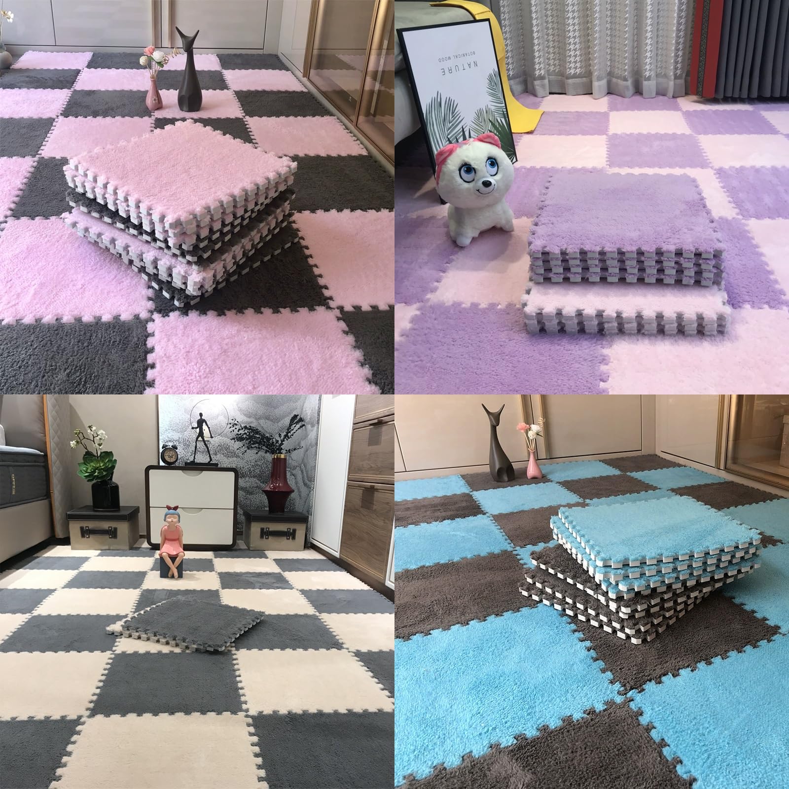 10 Piastrelle Moquette Ad Incastro - In Schiuma EVA, 30x30x1 Cm, Morbide E Isolanti, Per Casa E Giochi - Foto 3