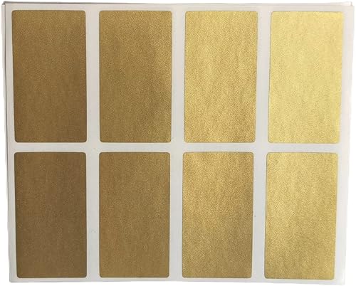 Etiquetas adhesivas para rascar, 300 unidades, paquete de 0.9 x 1.65 pulgadas, color dorado