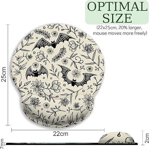 Miniatura 4 de Alfombrilla de mouse ergonómica de murciélago gótico con reposamuñecas, alfombrilla de mouse para juegos con soporte de muñeca, divertida