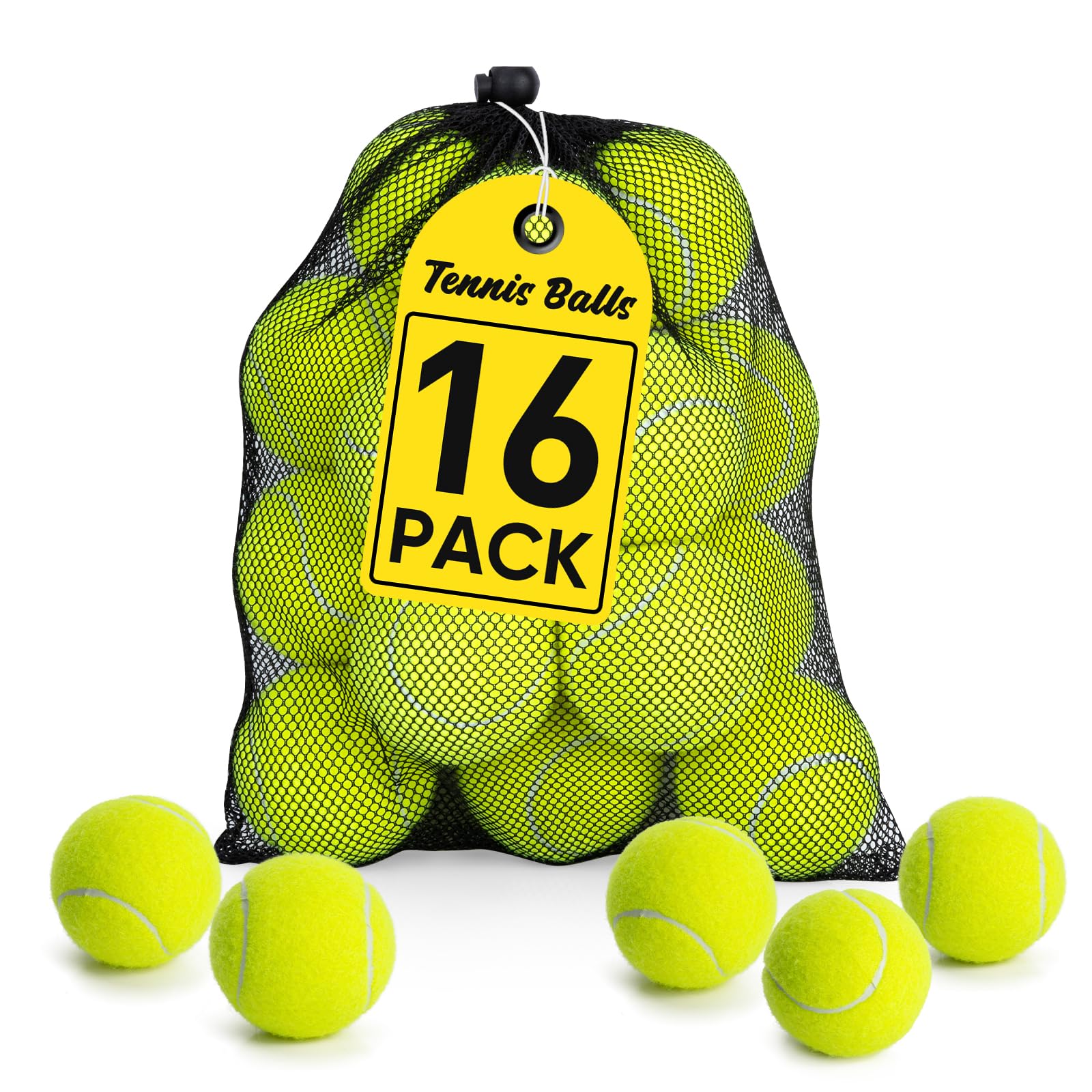 Treeroot 16/30/40/60/80 Pcs Tennis Balls, High Elasticity Tennis Balls Bulk, Comes with a Portable Mesh Bag, Tennis Ball for Dogs, Suitable for Beginner Training Ball, Durable &amp; Bounce