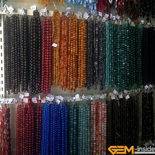 Miniatura 3 de GEM-Inside - Cuentas sueltas redondas y lisas de ágata verde facetada de 0.47 pulgadas (0.472 in), piedra energética de cristal para fabricación de