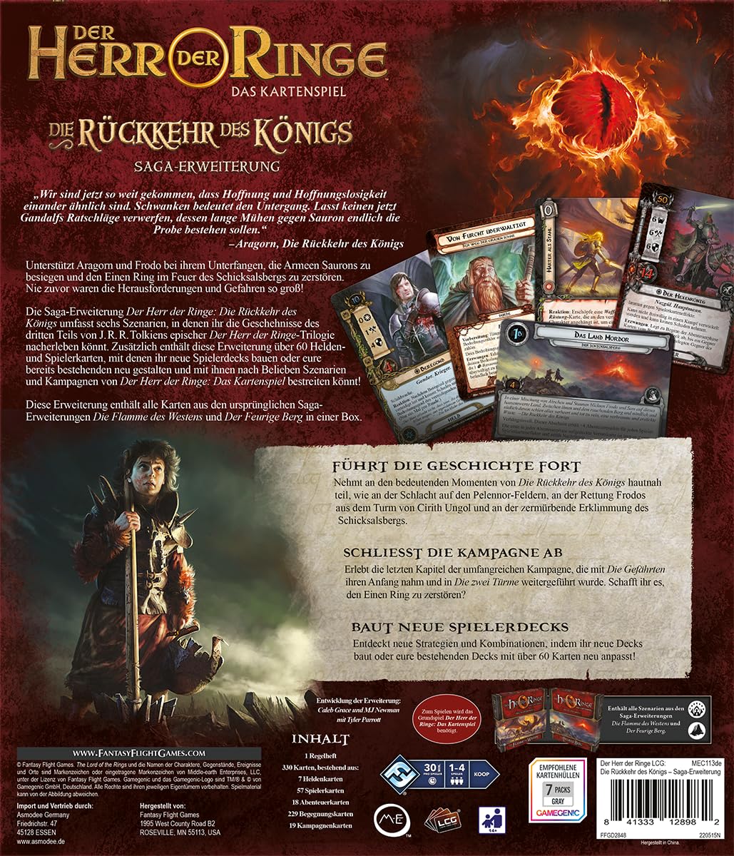 Fantasy Flight Games, Der Herr der Ringe: LCG – Die Rückkehr des Königs, Saga-Erweiterung, Expertenspiel, Kartenspiel, 1-4 Spieler, Ab 14+ Jahren, 30 Minuten je Spieler, Deutsch