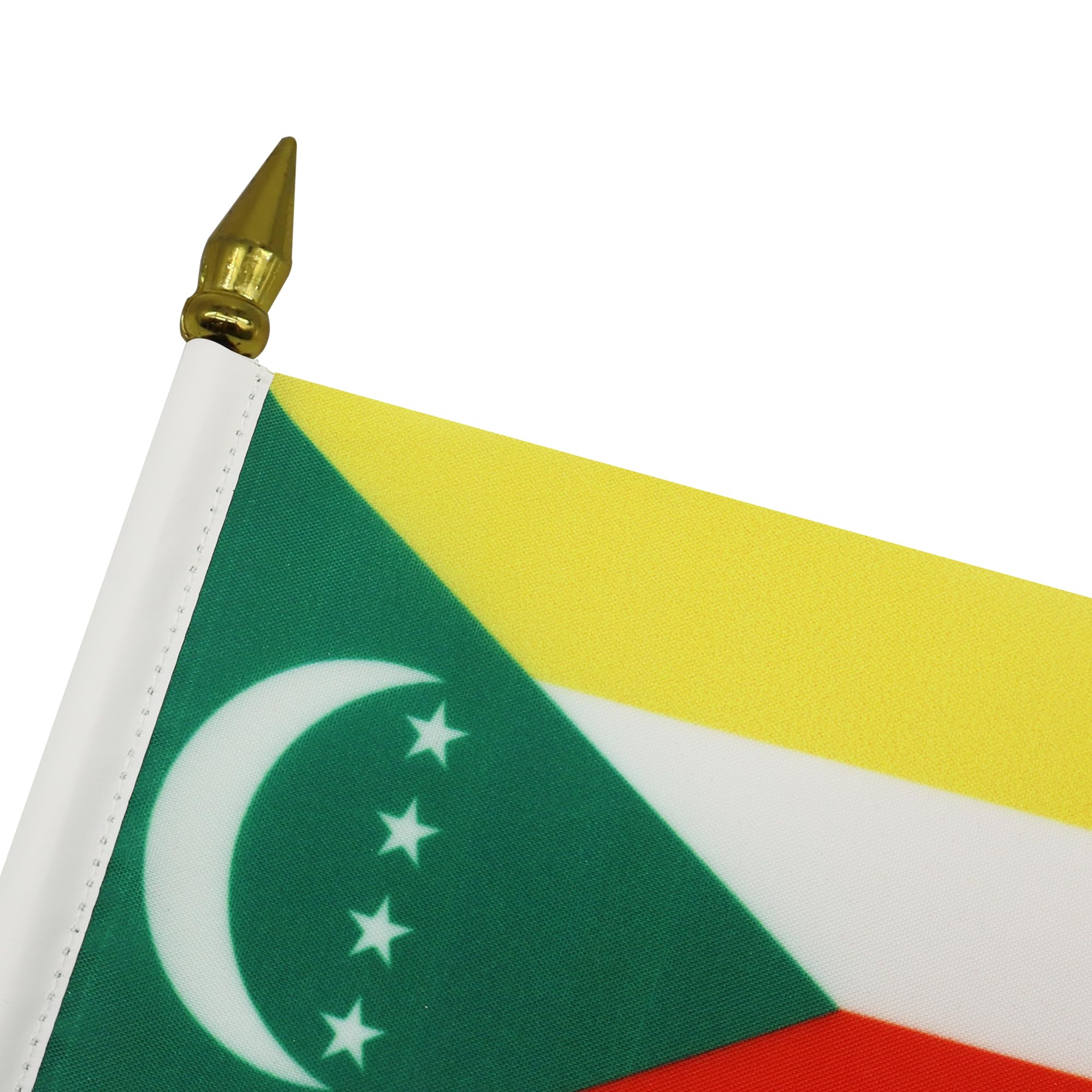 AZ FLAG, Comoros Table Flag 4'' x 6'', Comoran Mini Desk Flag 100% Polyester 15 x 10 cm, Office Mini Banner with 10'' Pole - Image 4