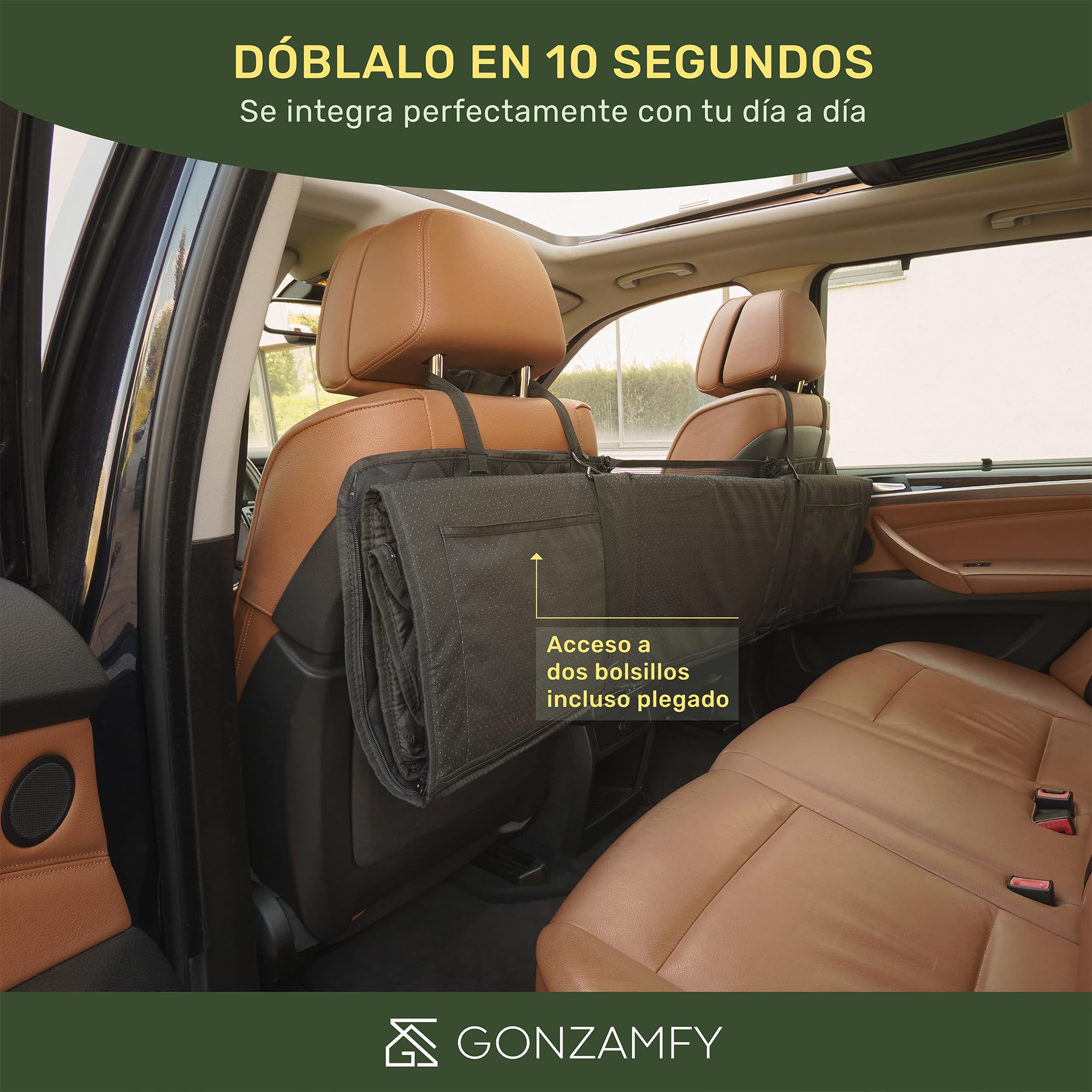 Funda Coche Perro, Base Estable, Ultra Impermeable y Antideslizante, Durabilidad Extrema de Tela Probada, 150kg, Protector Coche Perros Asiento Trasero para SUV y Coches