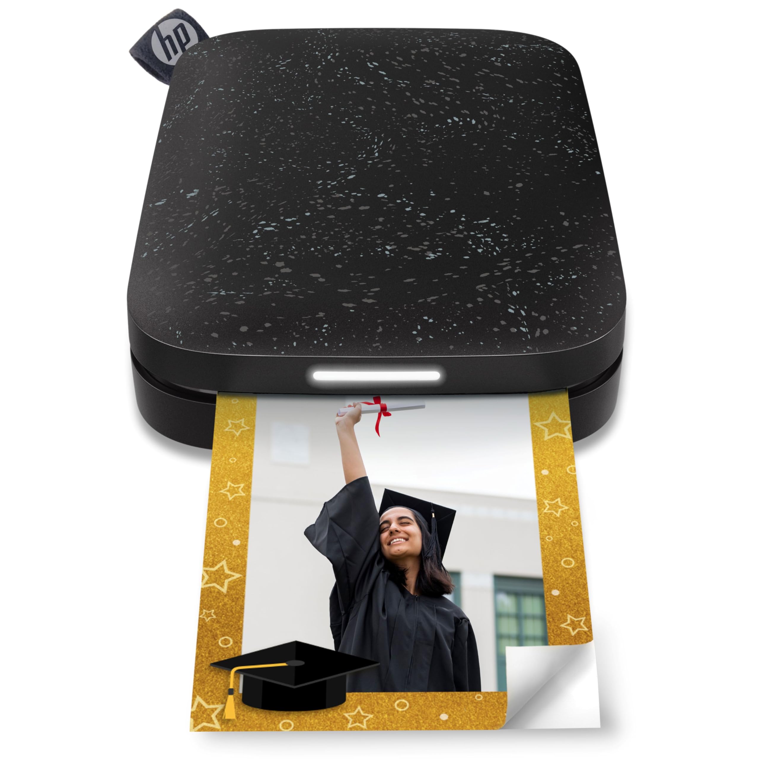 HP Sprocket Sofortbilddrucker, 2 x 3 Zoll (5,1 x 7,5 cm) Zink-Fotopapier mit Kleberückseite, tragbar, kabellos, kompatibel mit iOS- und Android-Geräten via Bluetooth, Schwarz.