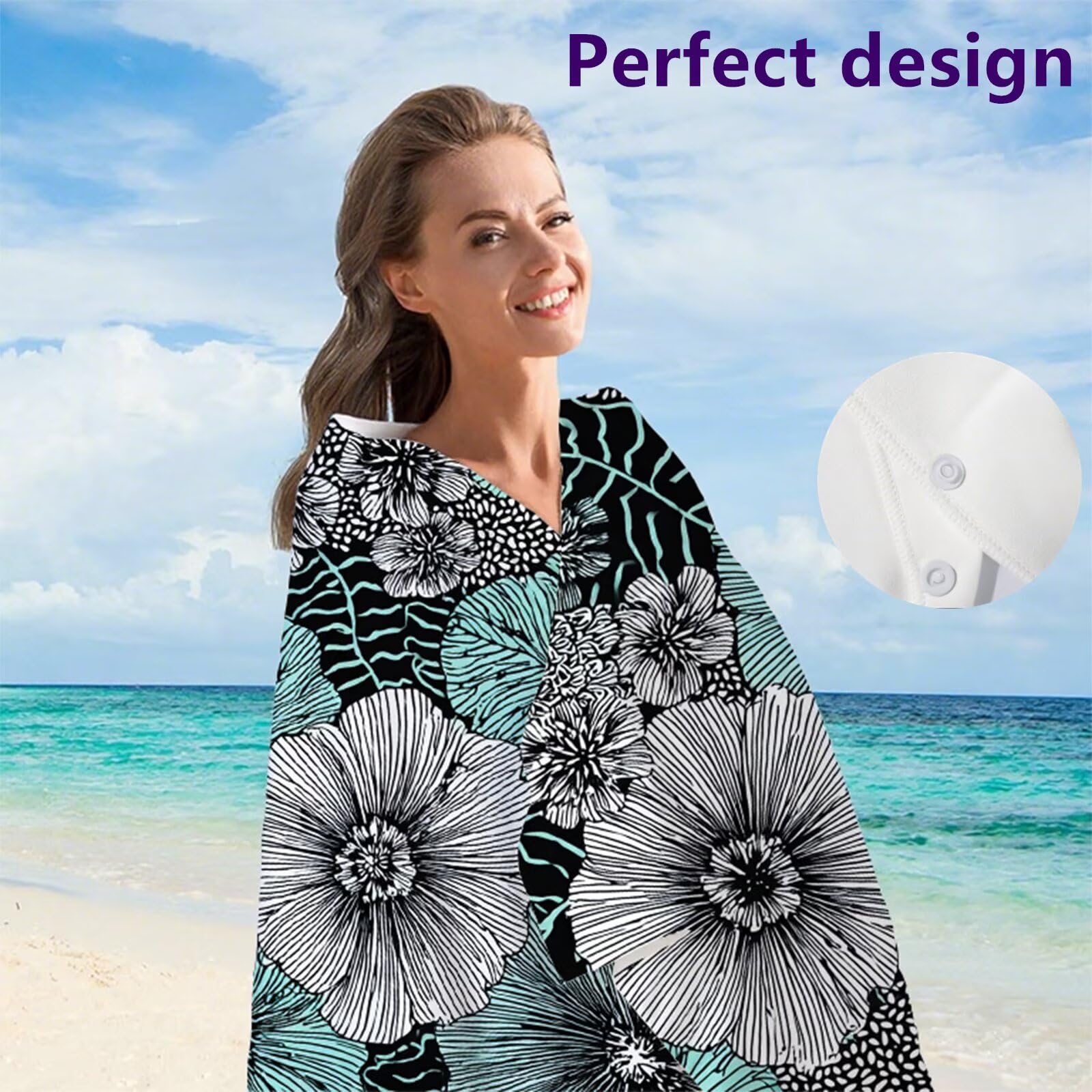 Toalla de Playa Microfibra 90x200 cm Toallas Baño Grandes, Toalla Playa Sin Arena, Absorbente Ligera Secado Rápido Toalla Gimnasio, con Bolsa para Yoga Viajes Gimnasio y Deportes( Planta Gris) G1-1092