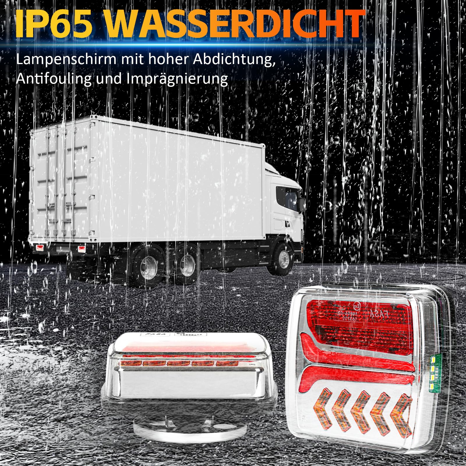 Warmfay Magnetische Kabellose LED Rückleuchten 12/24 V, Wiederaufladbare Anhänger Beleuchtung Set, ECE-EMV-Geprüft, Wasserdicht Funk Rücklichter für LKW Anhänger Traktor PKW