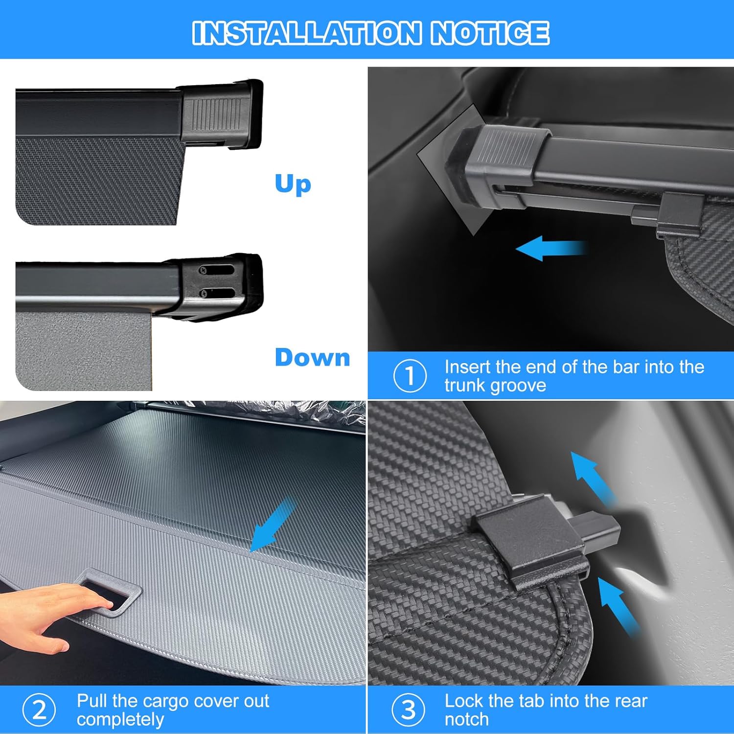 AUXKO Retractable Cargo Cover for Toyota 4Runner 2025, Trunk Cargo Cover Luggage Security Shade Cover for 2025 Toyota 4Runner Shielding Shade Anti-Peeping Luggage Privacy Screen, Carbon Fiber