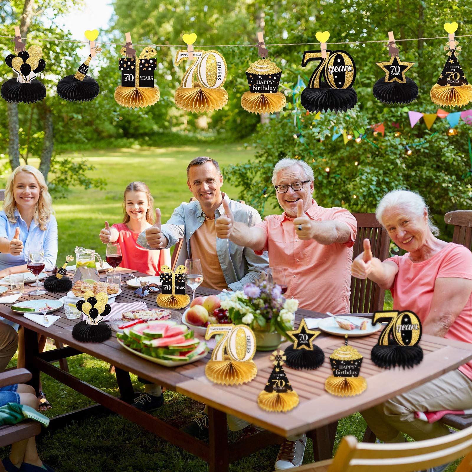 8 Pieces 70th Birthday Honeycomb Centerpieces Table Toppers Seventy