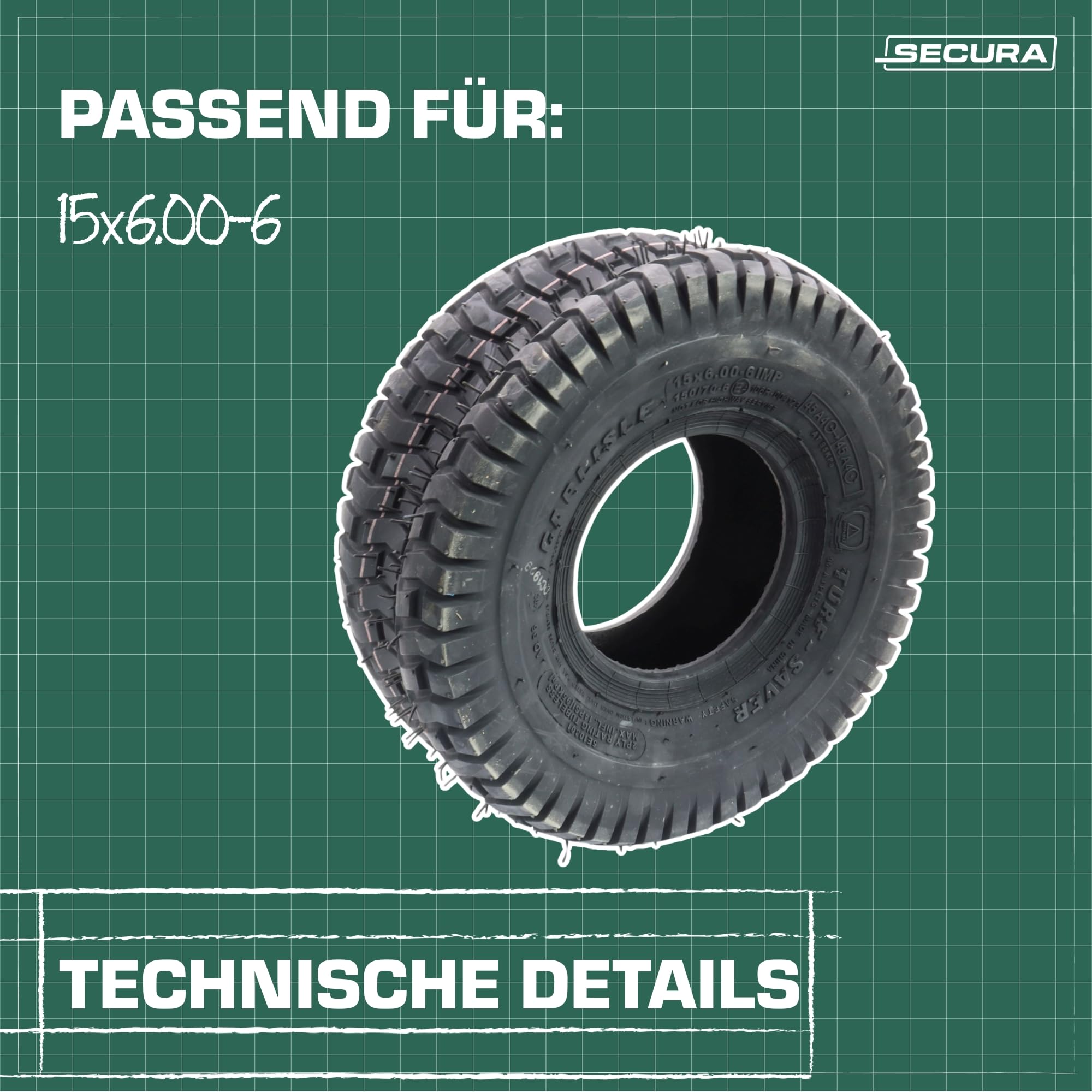 SECURA 2x Reifen 15x6.00-6 | tubeless