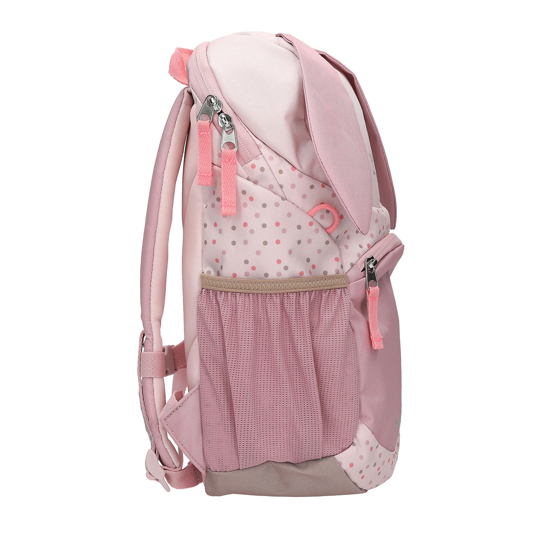 Depesche Princess Mimi - Depesche 13993 Princess Mimi: mochila ergonómica en marrón y beige, con cara de perro, orejas caídas aplicadas y estampado de lunares, bolsa con correas ajustables. Niñas