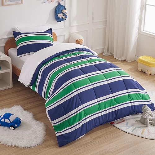 Miniatura 3 de SLEEP ZONE - Juego de edredón de 5 piezas tamaño Individual para niños, estampado suave, con edredón, sábanas y fundas para cojín y almohada, diseño