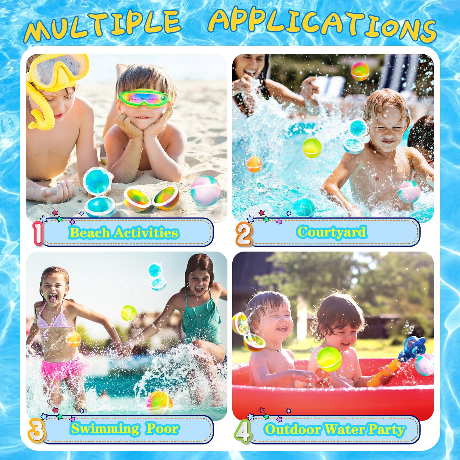 12 Ballons à Eau Magnétiques En Silicone - Remplissage Rapide, Auto-obturants, Réutilisables - Pour Batailles D'eau, Plage, Piscine, été - 3