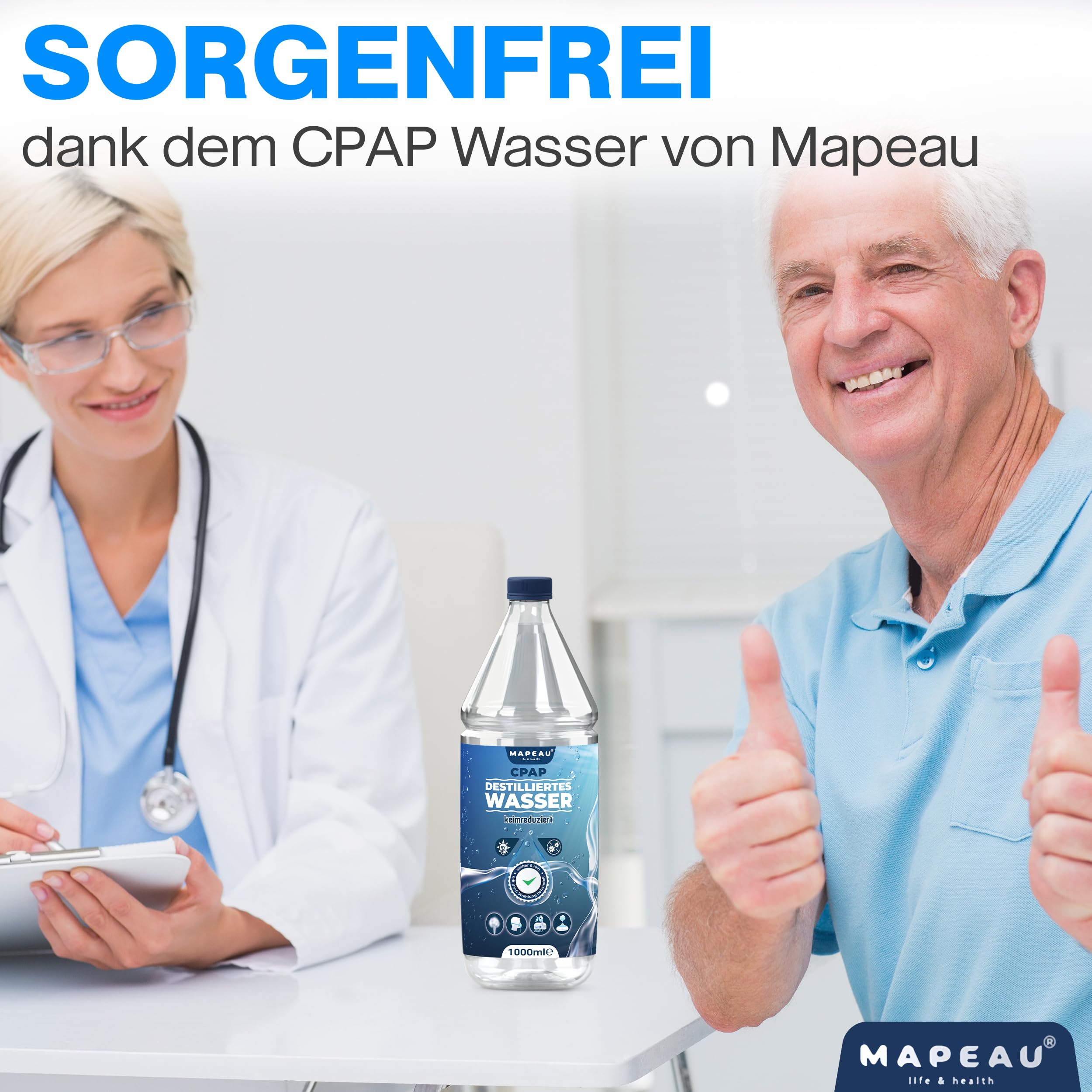 Mapeau 5L Keimreduziertes Wasser für Luftbefeuchter I Sauerstoff-Geräte, Inhalator, destilliertes Wasser für medizinische Zwecke CPAP, 5 Liter Kanister
