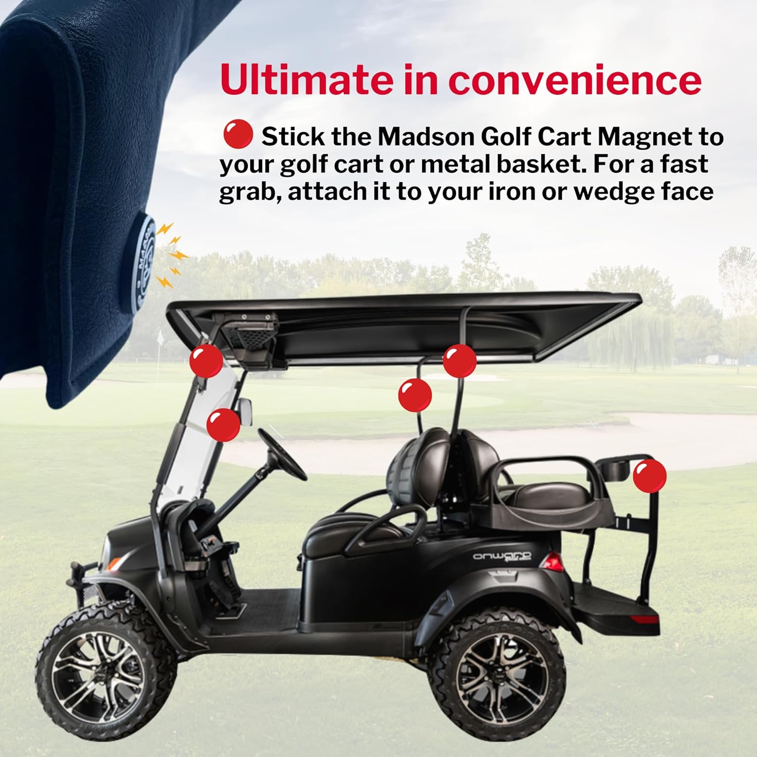 Classic Blade and Mallet Putter Headcovers with Madson Golf Cart Magnet for Secure Positioning and Quick Access, Protective PU Leather Head Covers, Magnetic Golf Accessories