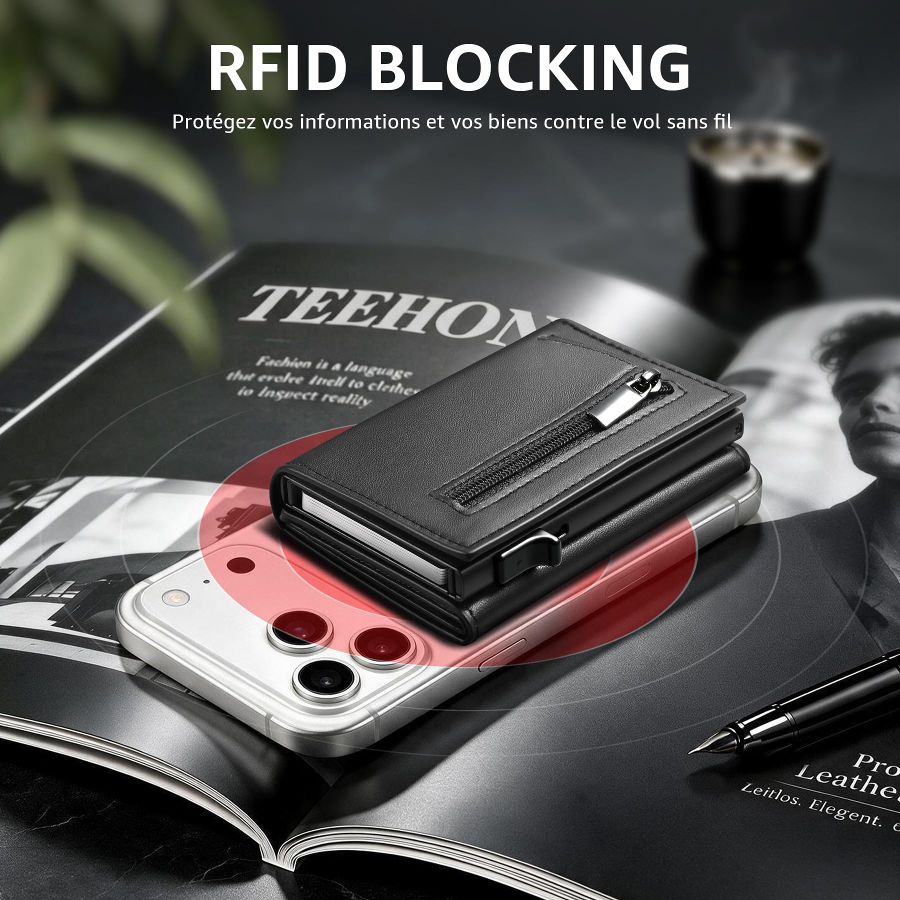 TEEHON Portefeuille Homme - Coffret Cadeau Luxe pour Homme - Noir
