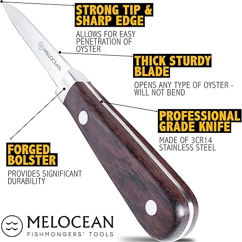 Miniatura 2 de Juego de 2 cuchillos para shucking de ostras, kit profesional de abridor de almejas en caja preciosa, libro electrónico y folleto incluido