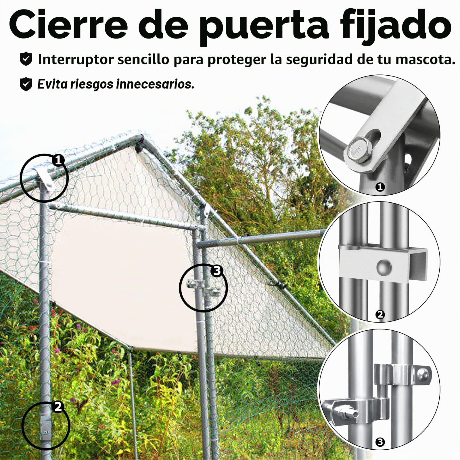 Gallinero 4 x 3 x 2 m, para gallinas con techo de PE sombreado, de acero galvanizado con cerradura, voliera para jaula de pollo, para animales pequeños