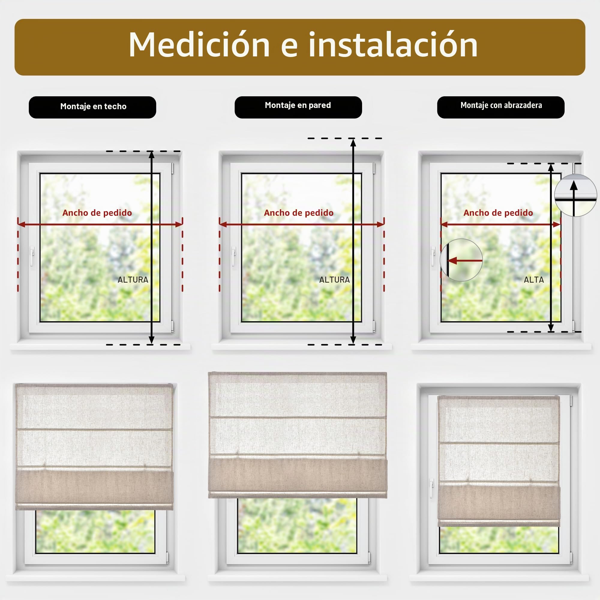 Victoria M. Ivora Estor Plegable para Ventanas y Puertas Cortina Paqueto con Barras Estables en Aluminio, con Cordón, de Fácil Cuidado, 160 x 175 cm, Marfil Jaspeado