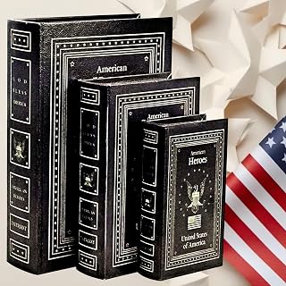 Bellaa 24964 Decorative Book Box Patriotic American Heroes Vintage Hidden Secret Storage Jewelry Keepsake Antique Veteran Police Fire Military Army Navy Healthcare