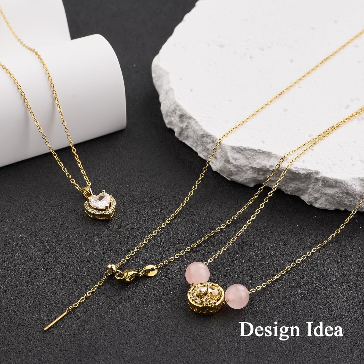 GTVOODX 10 Pack Gold Filled Necklace Chain Bulk Adjustable Stainless Steel Dainty Cable Chain for Jewelry Making with Rubber Stopper Beads - Image 6