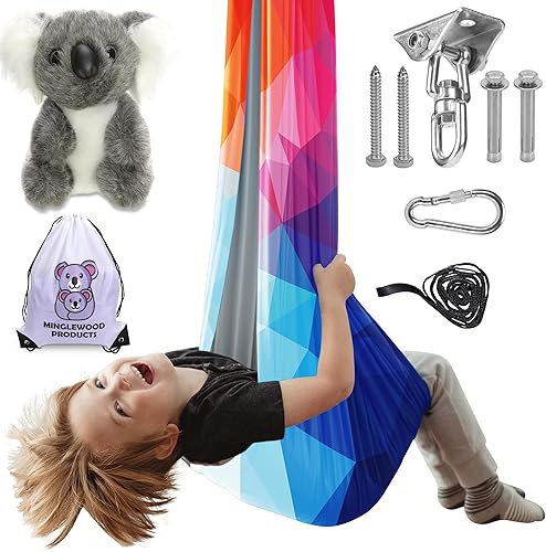 Columpio sensorial + colgador giratorio de 360, doble capa para interiores + columpio al aire libre para niños, silla colgante para cápsulas, ayuda