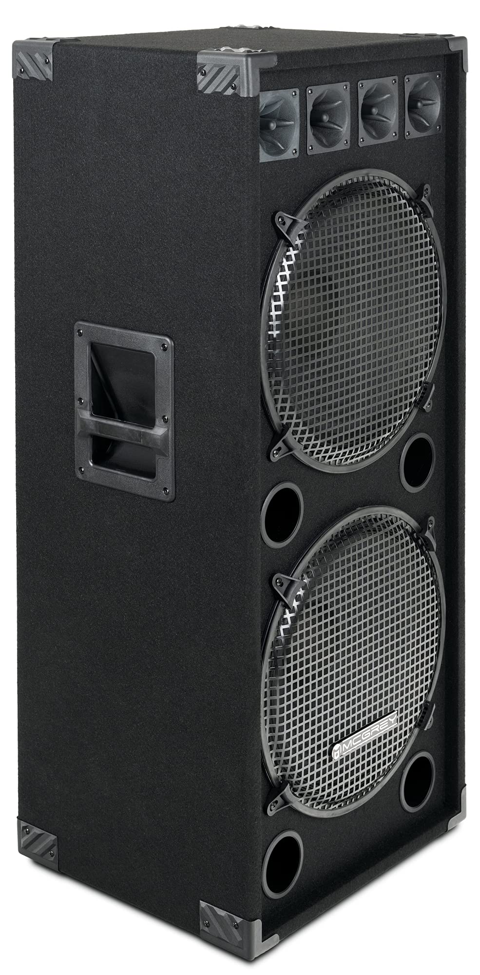 McGrey DJ-2522 Cassa PA DJ a 2 Livelli 2x 38cm (15") Subwoofer 1500W (Passiva, Sistema 2 Vie, Cassa in Legno)