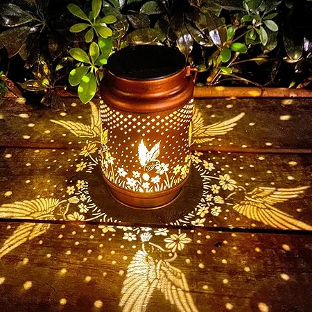 Arcanine Solar Lantern Light Outdoor Hanging Hummingbird Garden Lights Metal Lamp Courtyard Decorations for Patio Yard,Porch,Lawn,Art Garden Accessories