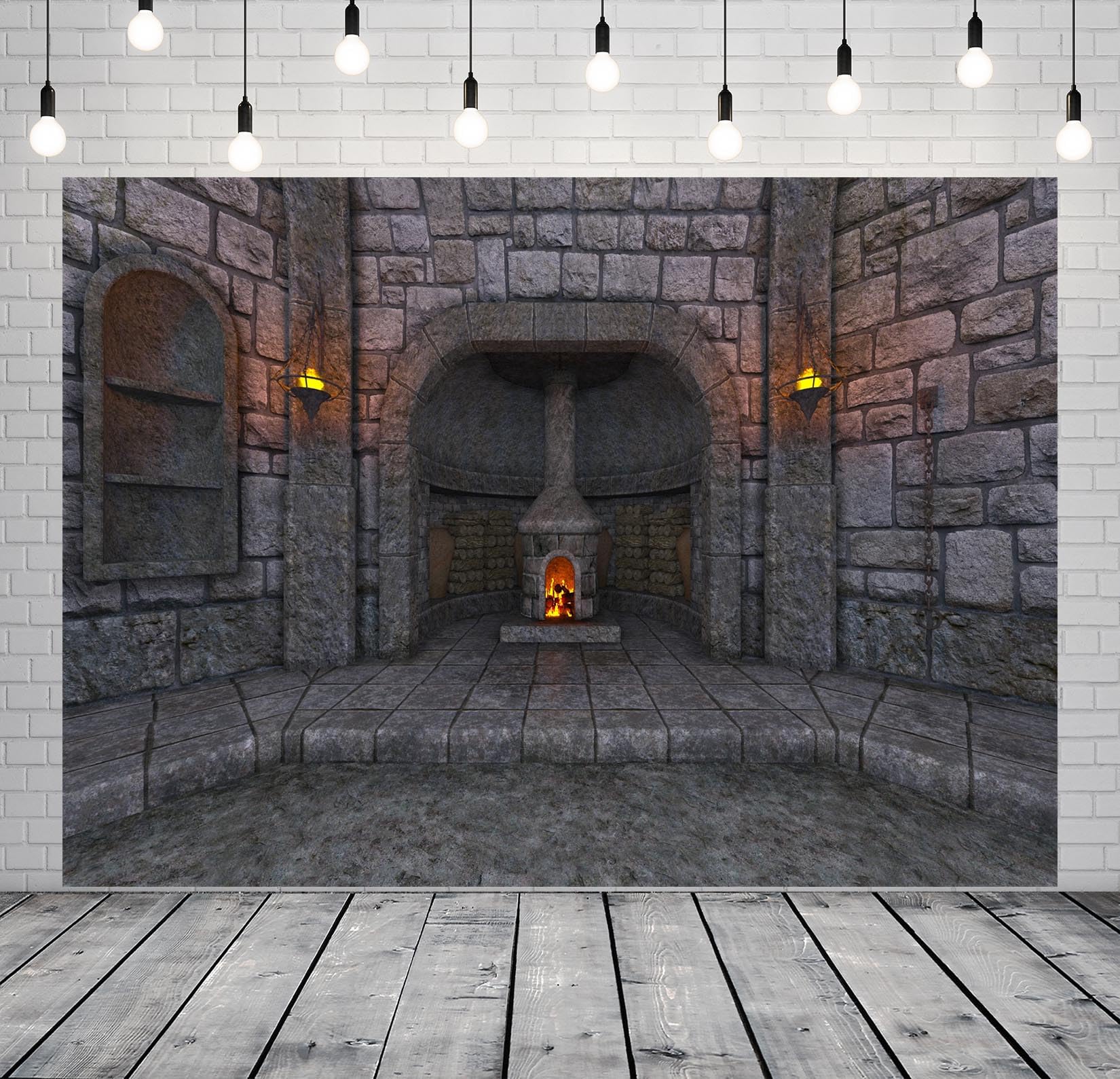 BELECO 17x10ft Fabric Medieval Castle Backdrop Ancient Castle Dungeon - View #7
