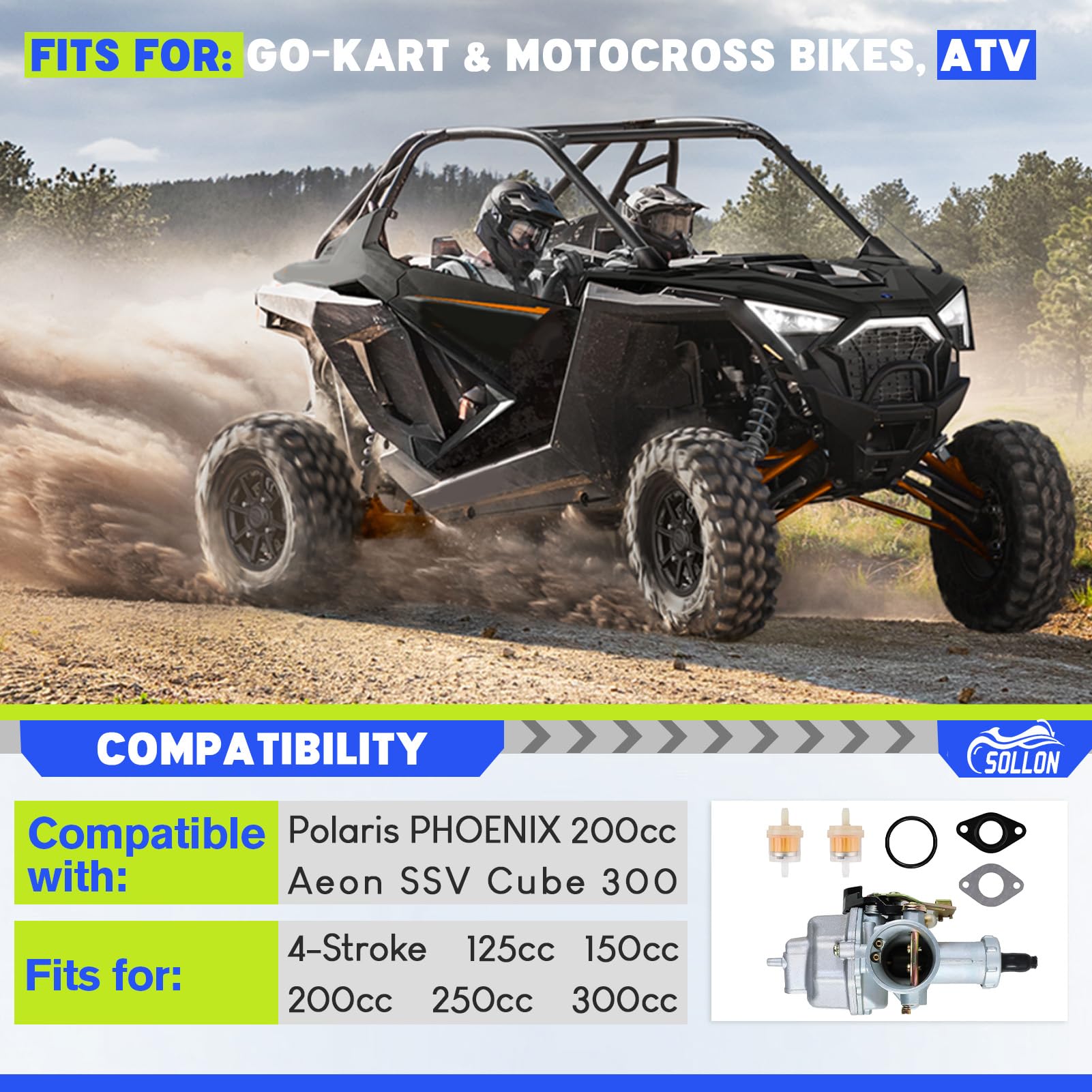 Carburateur PZ27 pour Moteur de -CG 125cc 150cc 200cc 250cc 300cc - pour Quad go-Kart, Dirt Bike 125cc
