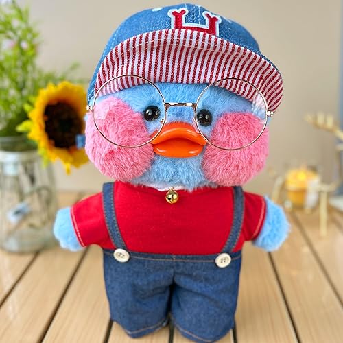 Miniatura 2 de HACHIMI Peluche de pato azul con 10 trajes, lindo animal de peluche con ropa y accesorios, regalos divertidos para niños y niñas (azul)