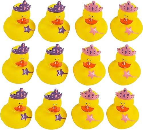 Patos de goma geniales para niñas, estrellas de princesa rosa y morado (2 pulgadas), tamaño estándar. (paquete de 12) lindos juguetes de piscina de disponible en Yaxa Costa Rica