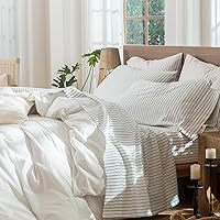 Vista 47 de MooMee – Juego de sábanas Gingham 100% algodón lavado con textura parecida al lino transpirable suave con bolsillo elástico de 16-19" de profundidad