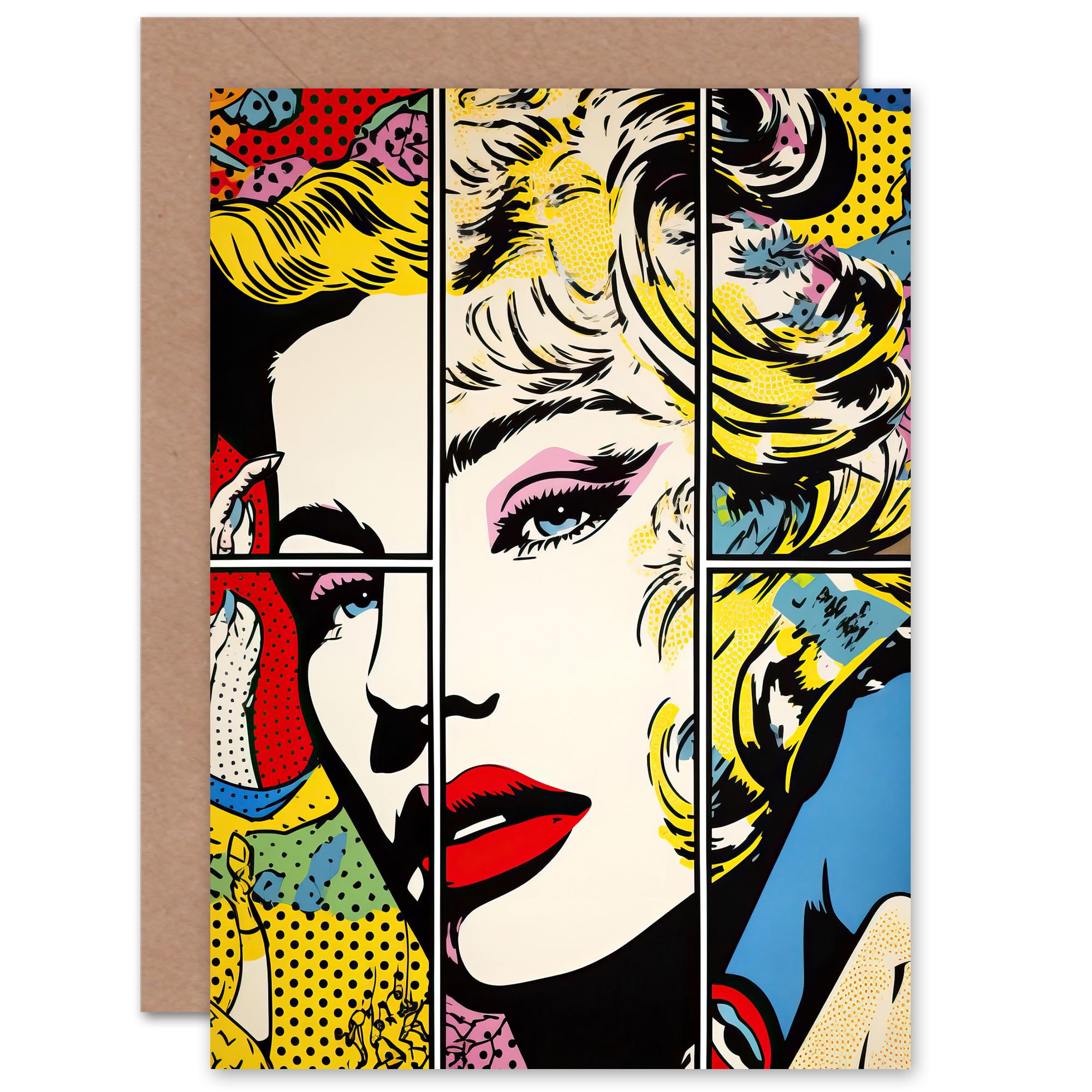 Artery8 Woman Comic Book Strip Pop Art for Wife Her Mum Sister Daughter Mom Gran Nan Birthday Thank You Congratulations Blank Art Greeting Card