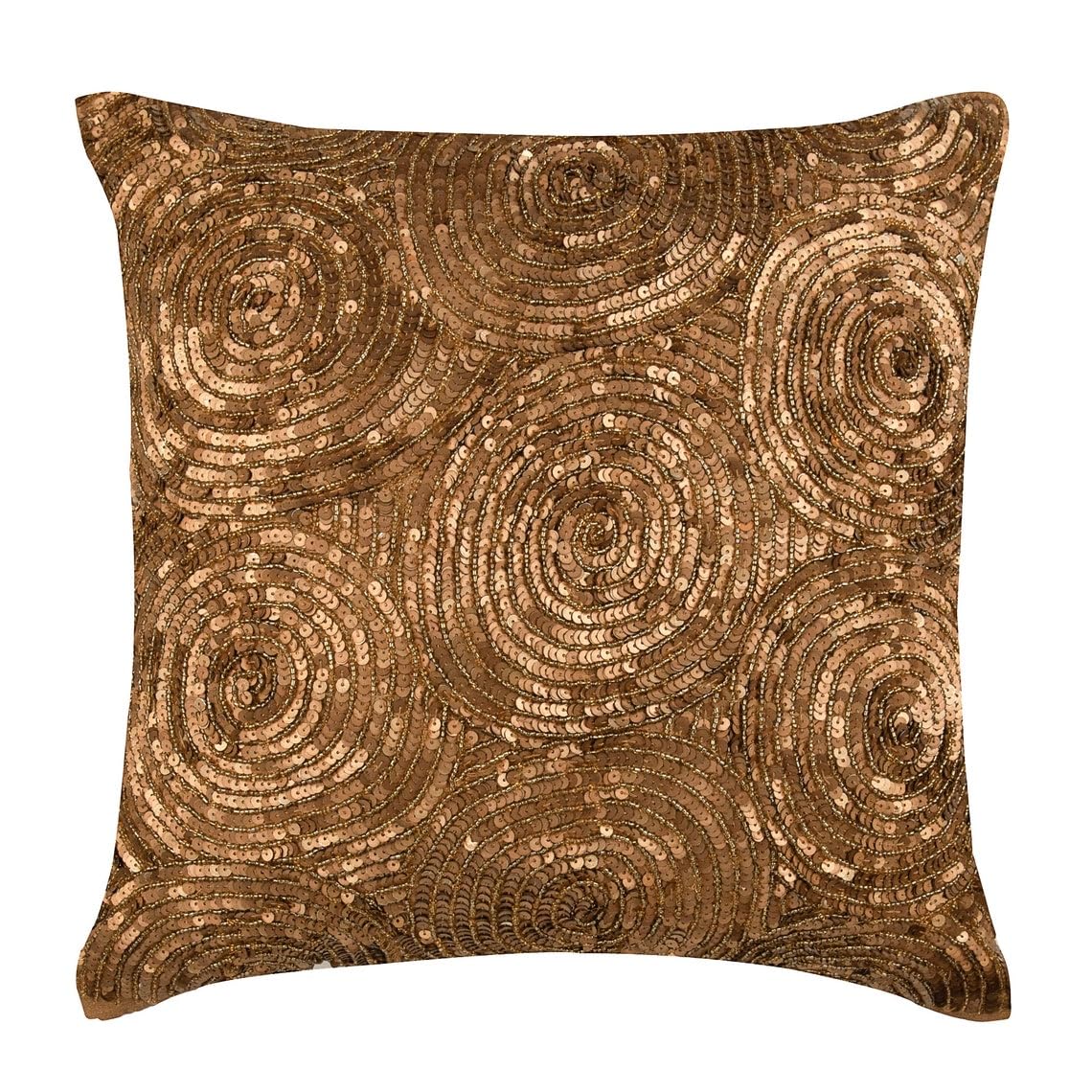 The HomeCentric Gold Throw Silk Pillowcase for Couch, Spiral Sequins Gold Cushion Cover, Pack of 2, 55x55 cm (22"x22") Modern Decorative square cushion Case for Sofa or Bedroom Decor - Golden Touch