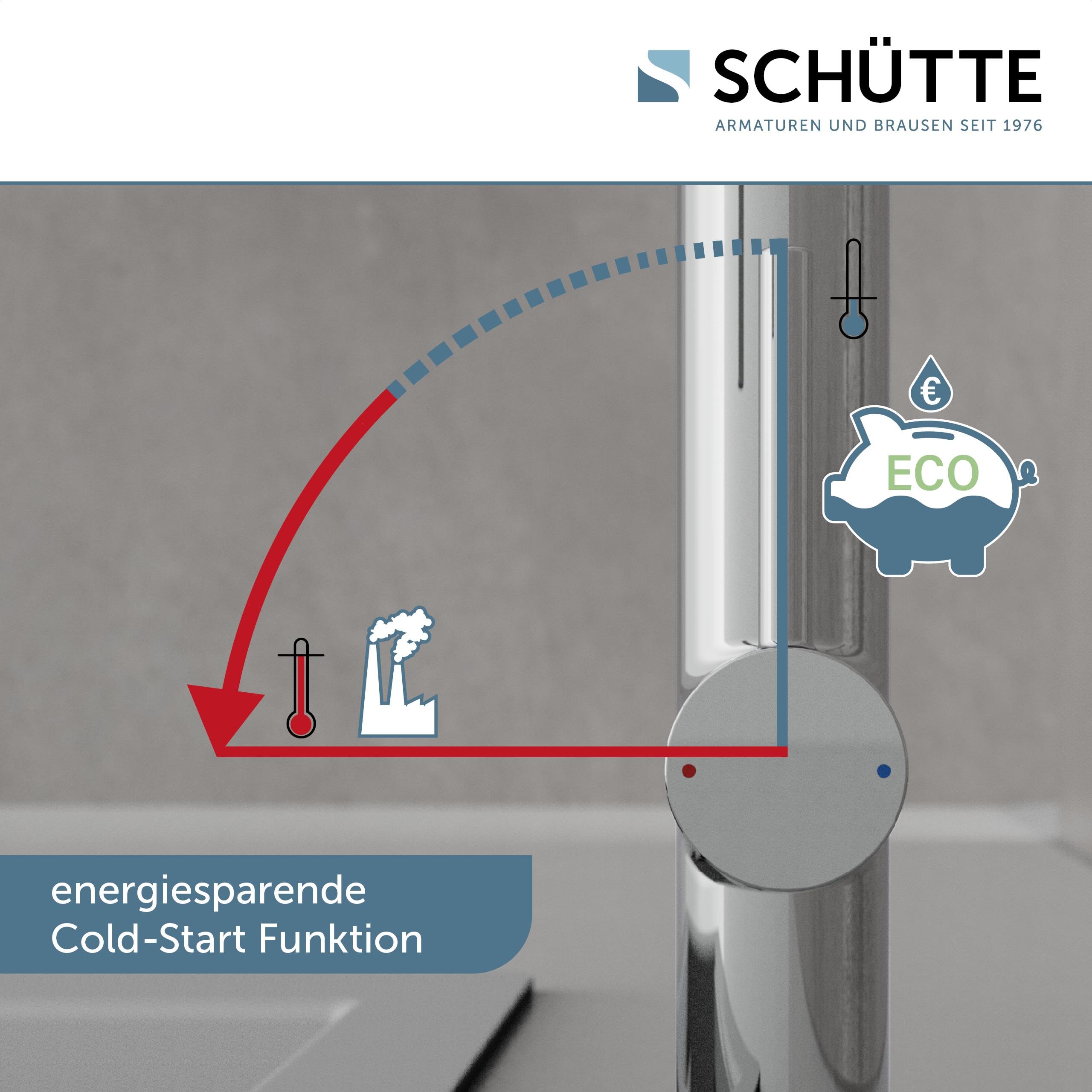 SCHÜTTE 79180 STILO Kuchenna Bateria z Wyciąganą Wylewką, Obrotowa 360 Stopni, Jednouchwytowa Zlewozmywakowa, Chrom/Czarny
