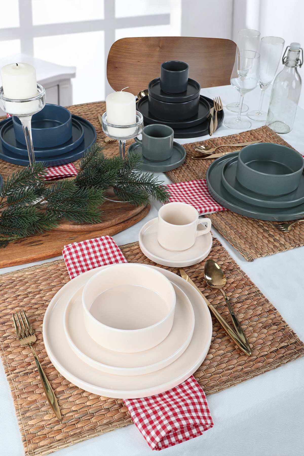 Elegante juego de cena de cerámica de 20 piezas, 100% Stoneware | Incluye platos de servicio, bolos, tazas de té y platillos | Seguro para lavavajillas y microondas, perfecto para cualquier ocasión